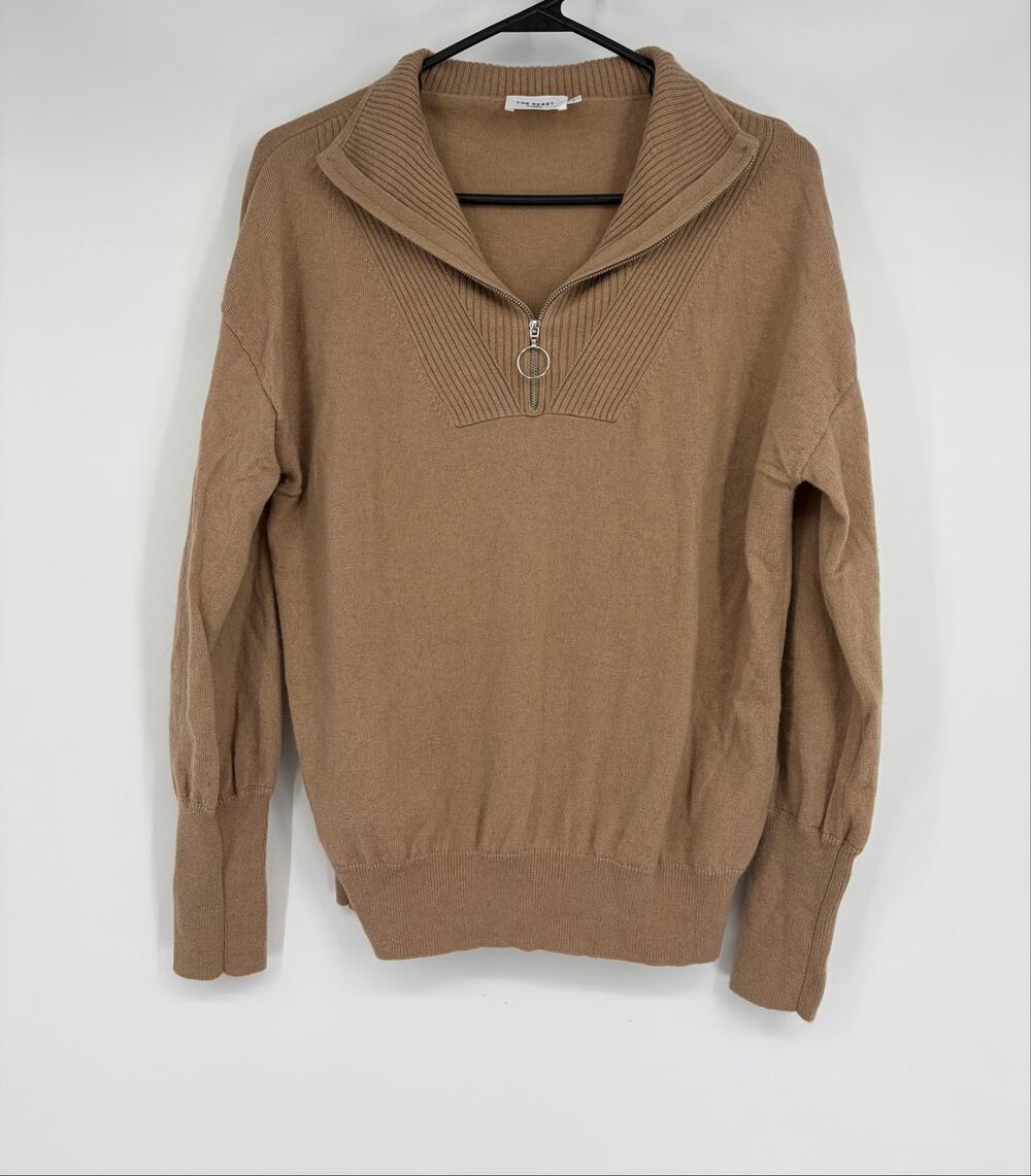 The Reset R/Label Wool Cashmere Ribbed 1/4 Zip Pullover Sweater